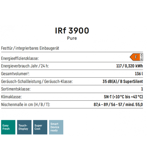 LIEBHERR利勃海尔 IRf 3900 轻松新鲜 嵌入式单门冰箱